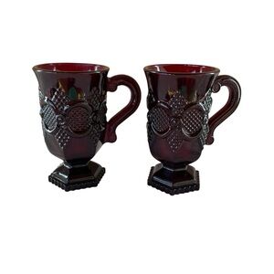 AVON 1876 Vintage Cape Cod Collections 2 Pedestal Mugs